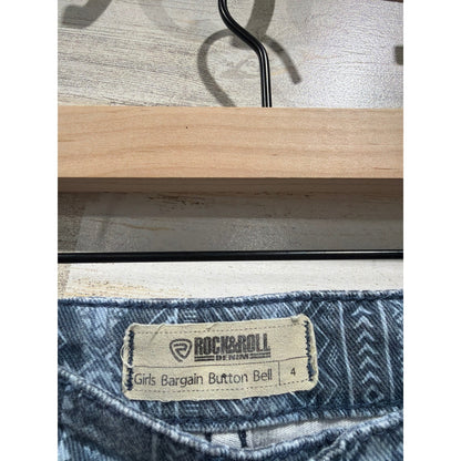 Rock & Roll Denim Bell Bottom Jeans Girls 4 Blue Aztec Western Boho EUC1