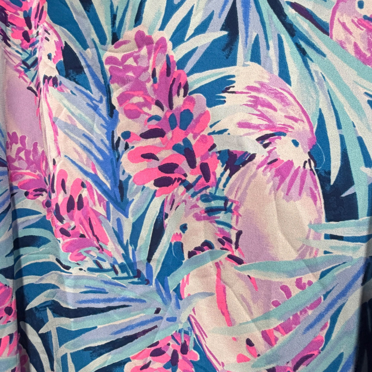 Lilly Pulitzer Florin Reversible Tank Top Women L Blue Tropical Floral Poly 20196