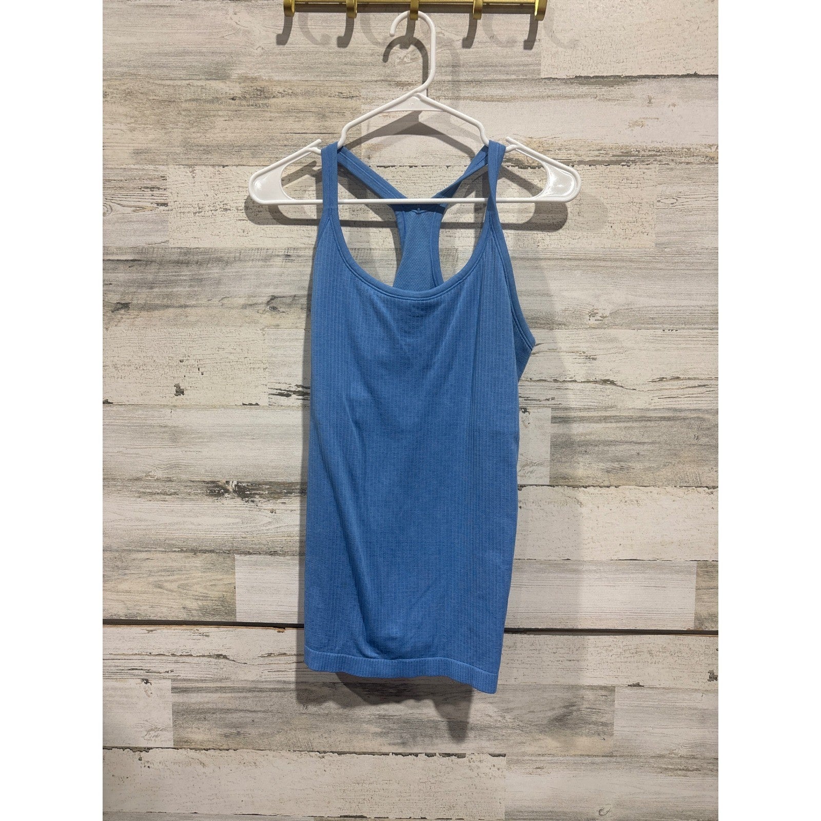 Lululemon Ebb to Street Tank Women 12 Blue Ribbed Racerback Yoga0