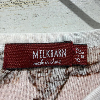 Milkbarn Horse Print Romper 6-12M Pink Organic Cotton Equestrian Western EUC2