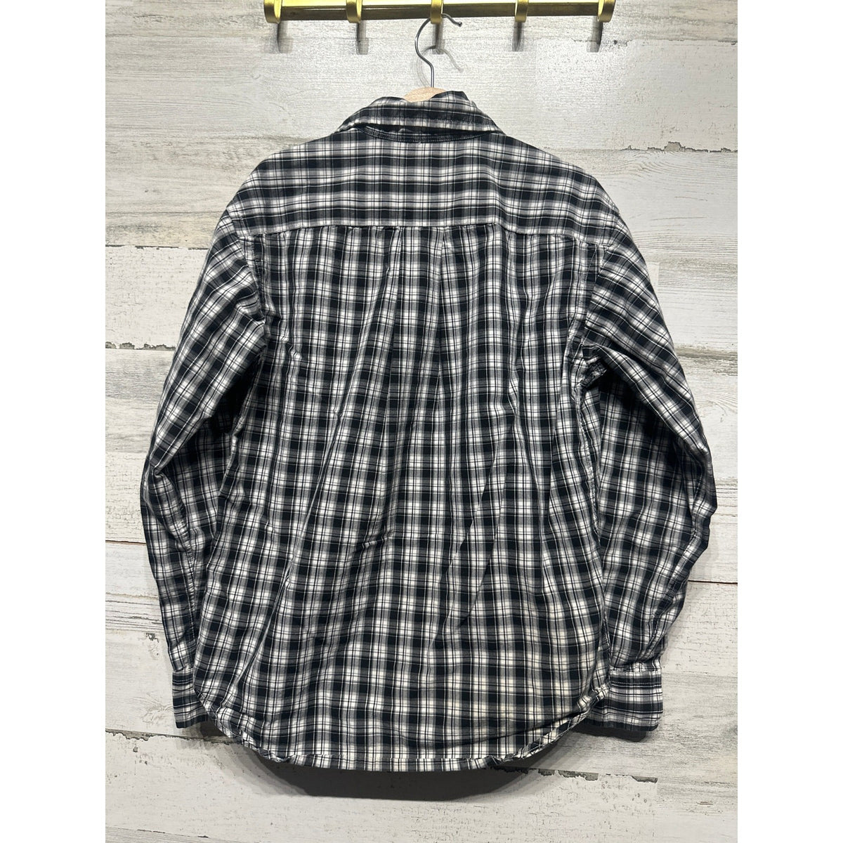 Ralph Lauren Button Down Kids Size 8/10 Black White Plaid Long Sleeve EUC2