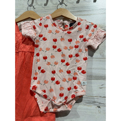 Girls 12M Bundle Denim Dress Coral Dress Bright Floral3