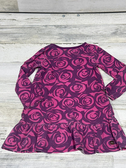 Tea Collection Long Sleeve Dress Girls Size 5 Purple Rose Floral2