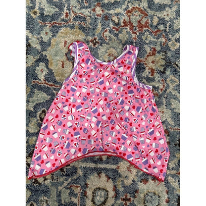 Laura Dare Pajama Top Girls 4T Pink Cupcake Heart Ruffle EUC2