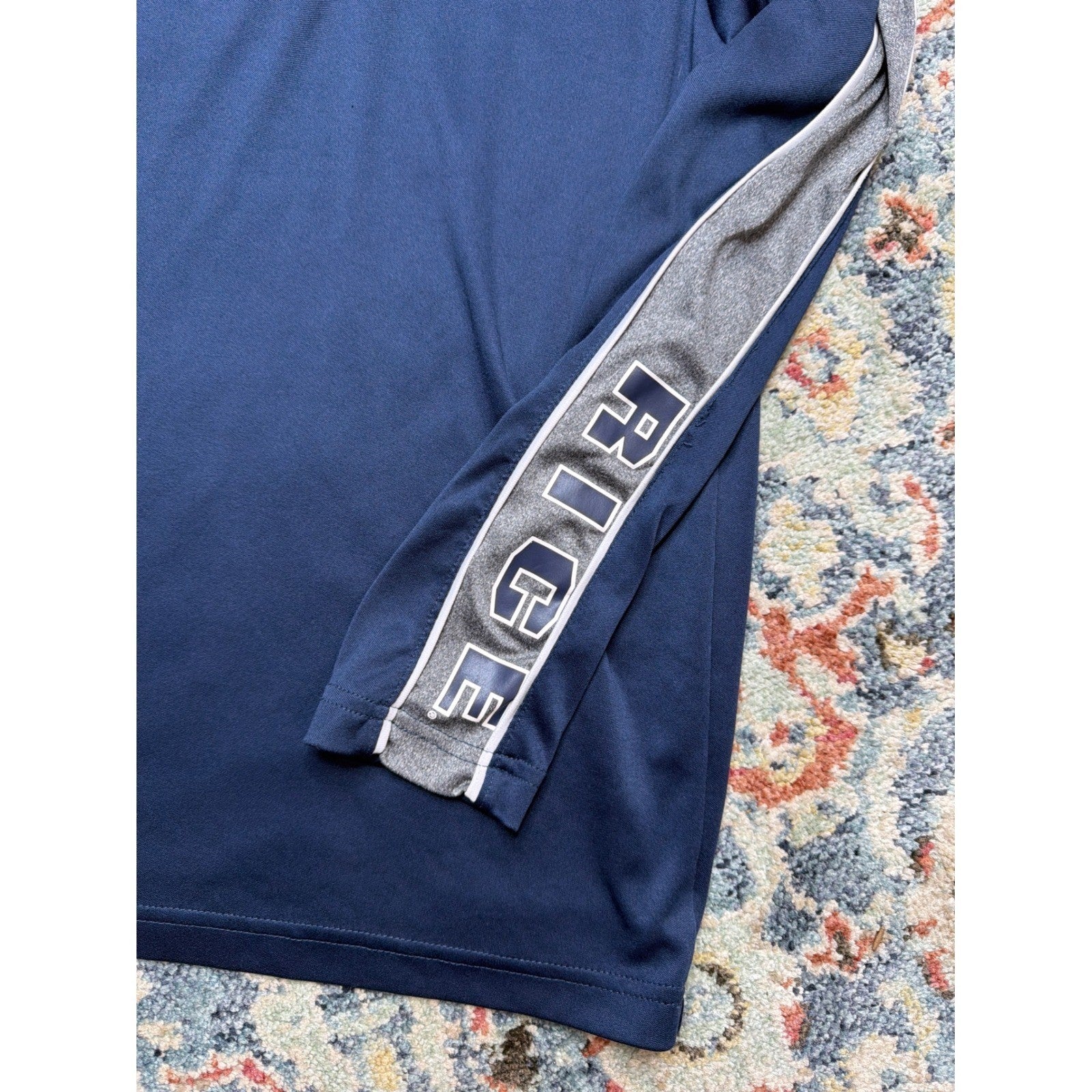 Rice Owls Quarter Zip Boys Youth Large 16-18 Navy Blue Pullover EUC2