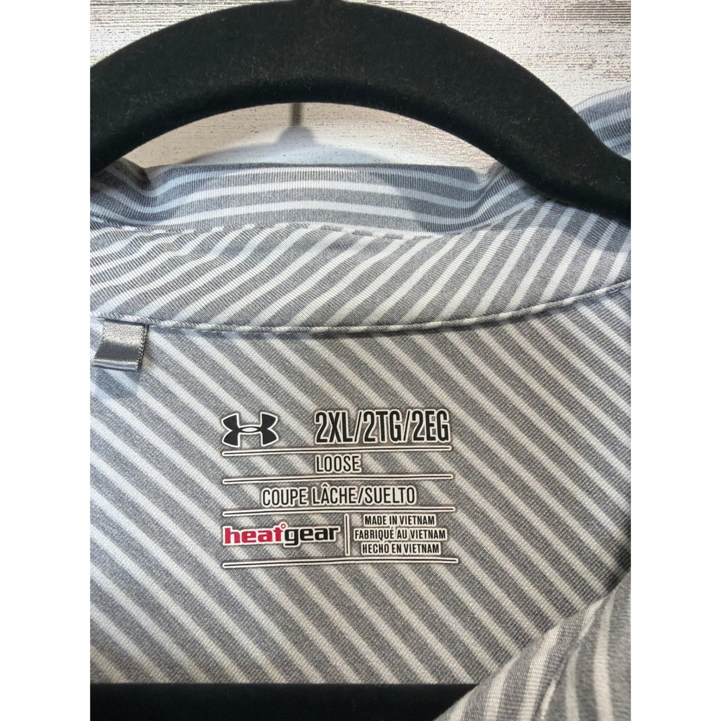 Under Armour Polo Shirt Bundle Mens XXL Grey Striped HeatGear Golf EUC2