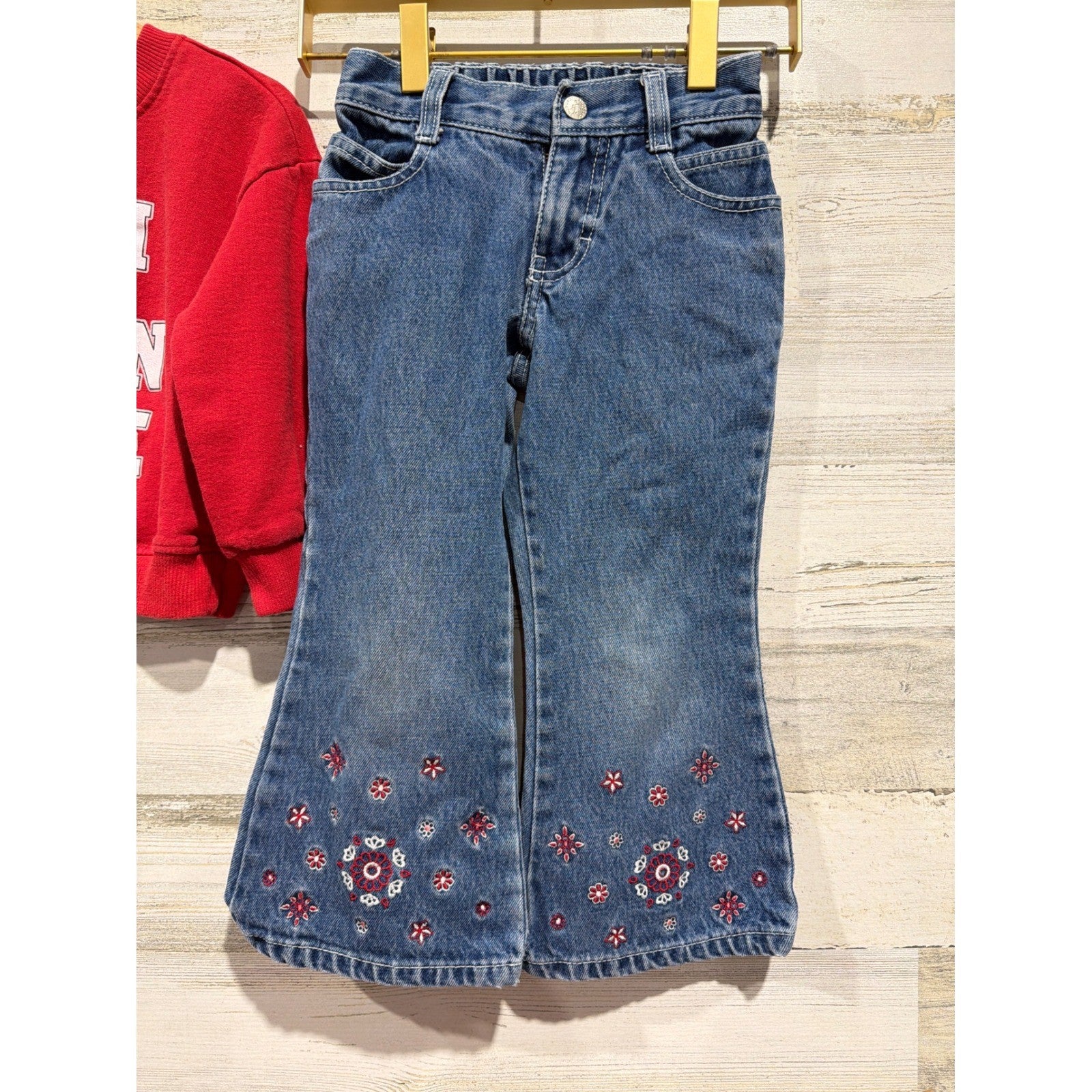 Disney Jordache Isaac Mizrahi Bundle Girls 4 Red Sweatshirts Flare Jeans3