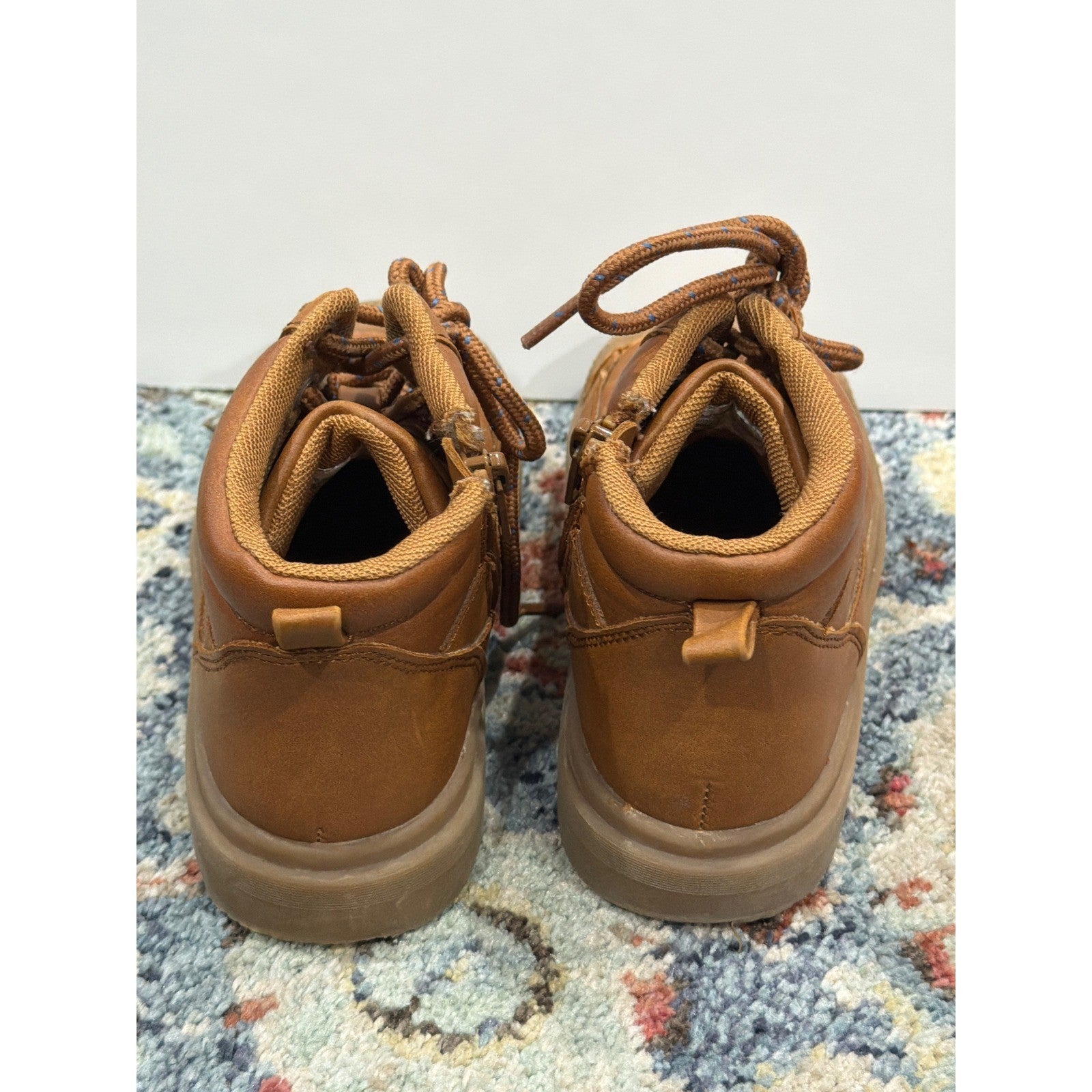 Cat & Jack Boots Boys 12 Brown Faux Leather Lace Up3