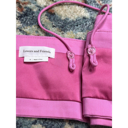 Lovers and Friends Crop Top Women Medium Pink Spaghetti Strap Tiered EUC4