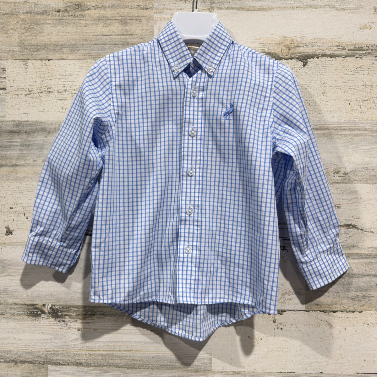 The Beaufort Bonnet Company Button Down Shirt Boys 2T Blue Gingham Cotton EUC0