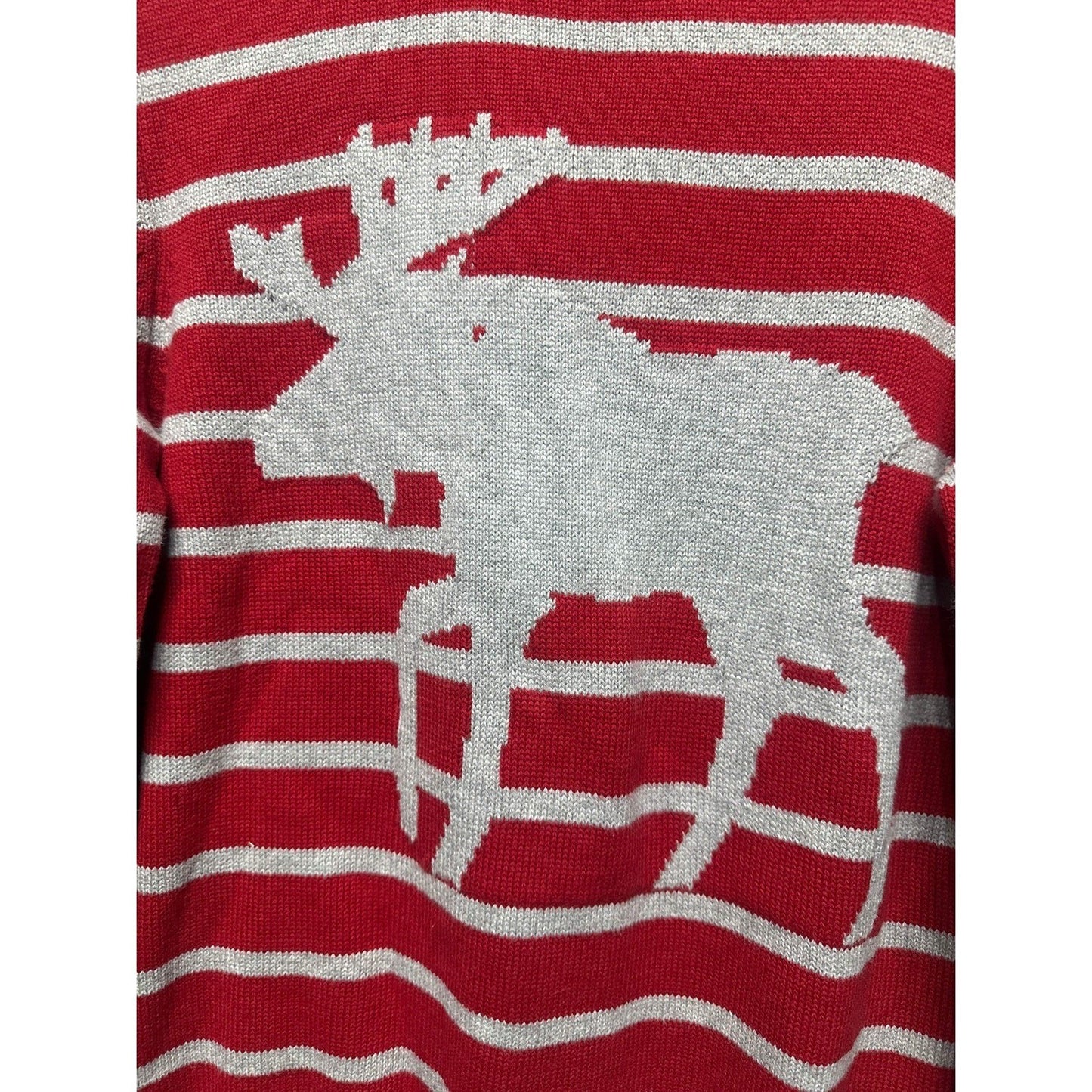 Class Club Sweater Boys 18-20 Red Striped Moose Elbow Patches EUC1