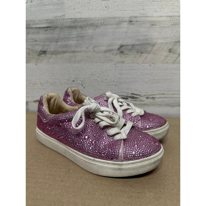 Steve Madden Rhinestone Sneakers Girls Youth 3 Pink Bling Low Top Shoes0