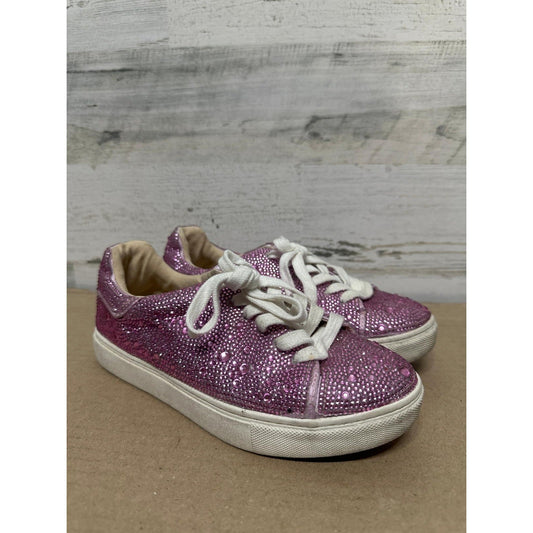 Steve Madden Rhinestone Sneakers Girls Youth 3 Pink Bling Low Top Shoes0