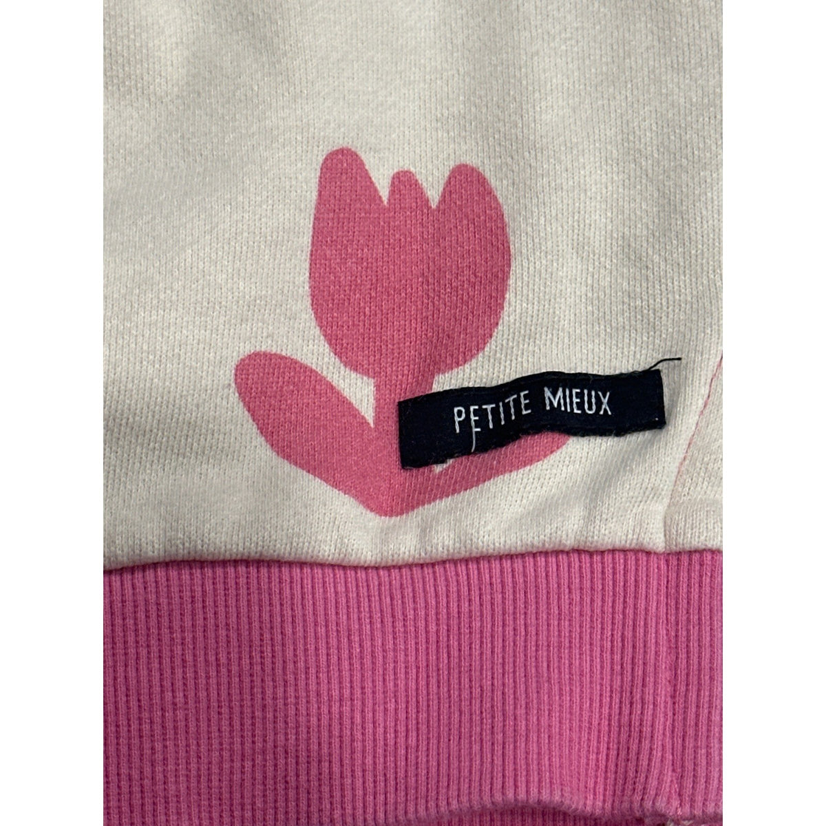 Petite Mieux Sweatshirt Dress Girls 140 (10) Pink Heart Tulip Print EUC2