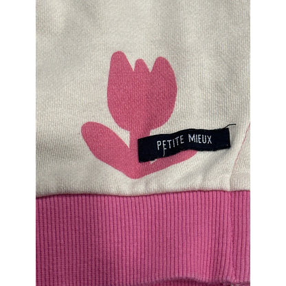 Petite Mieux Sweatshirt Dress Girls 140 (10) Pink Heart Tulip Print EUC2