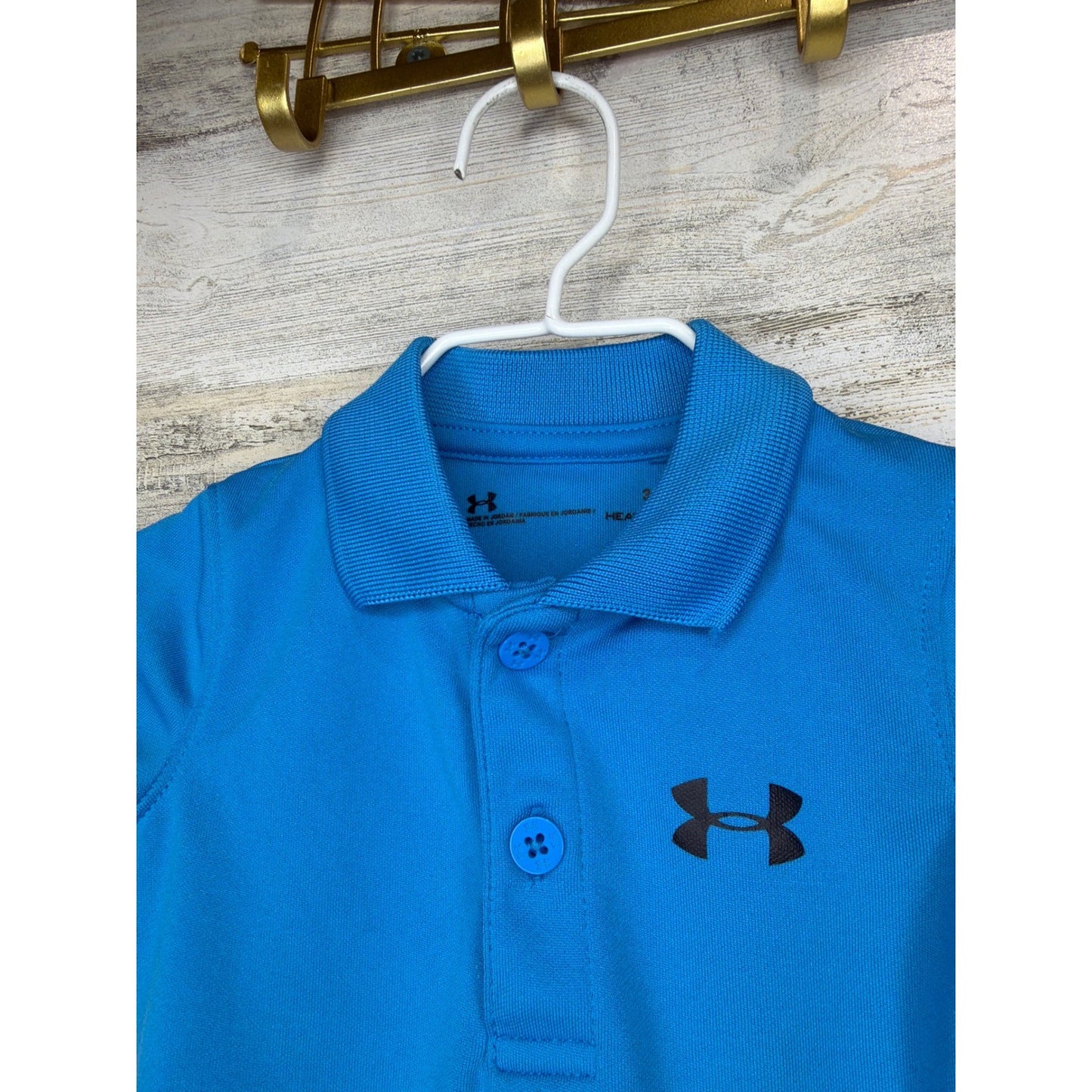 Under Armour Bodysuit Shorts Set Boys 3-6M Blue Black HeatGear Athletic Sporty1