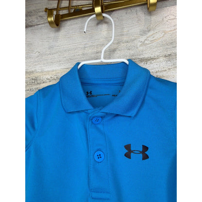Under Armour Bodysuit Shorts Set Boys 3-6M Blue Black HeatGear Athletic Sporty1