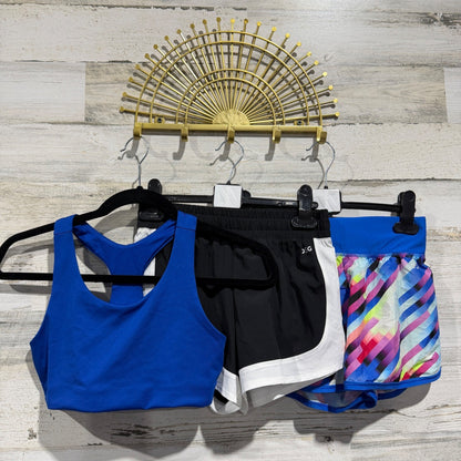 DSG Activewear Lot Shorts Sports Bra Girls M Blue Black Polyester Sporty EUC0