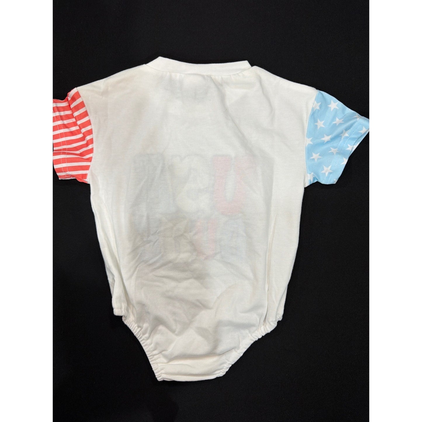 USA Dude Patriotic Romper Boys 6-9M White Stars Stripes EUC2