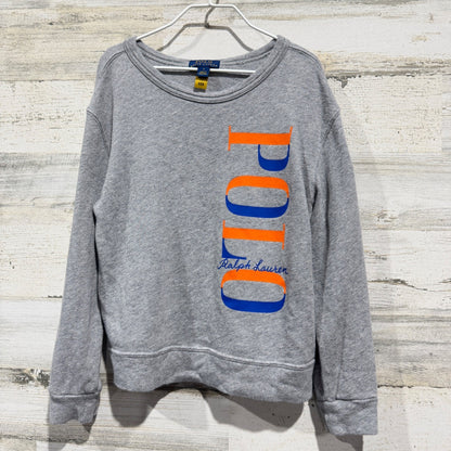 Polo Ralph Lauren Sweatshirt Kids Size 7 Grey Logo Graphic Sporty0