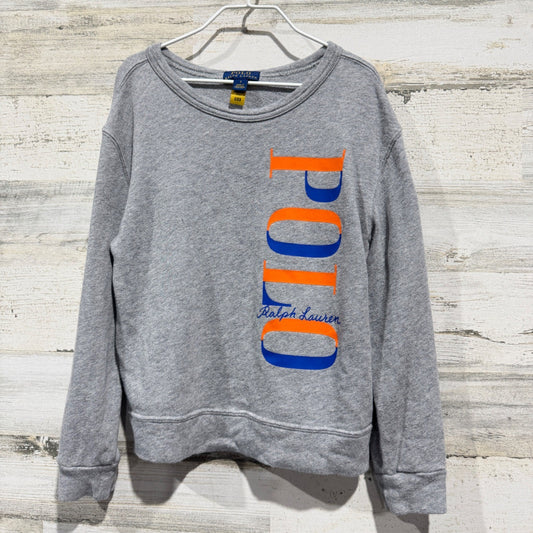 Polo Ralph Lauren Sweatshirt Kids Size 7 Grey Logo Graphic Sporty0