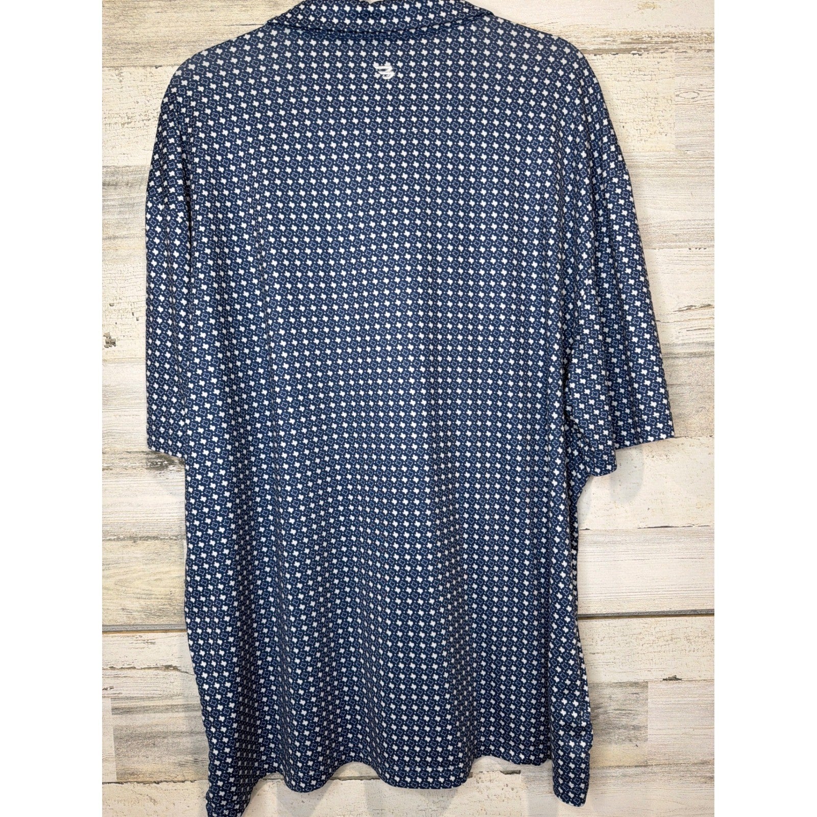 Burlebo Polo Shirt Men 2X Blue Geometric Print Performance Golf Texas3