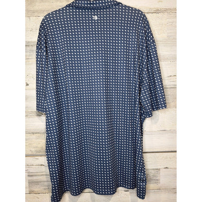 Burlebo Polo Shirt Men 2X Blue Geometric Print Performance Golf Texas3