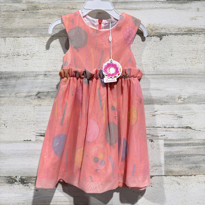 Mon Sucre Balloon Print Dress Girls Size 1 (12m) Pink Mesh Party Whimsical NWT0