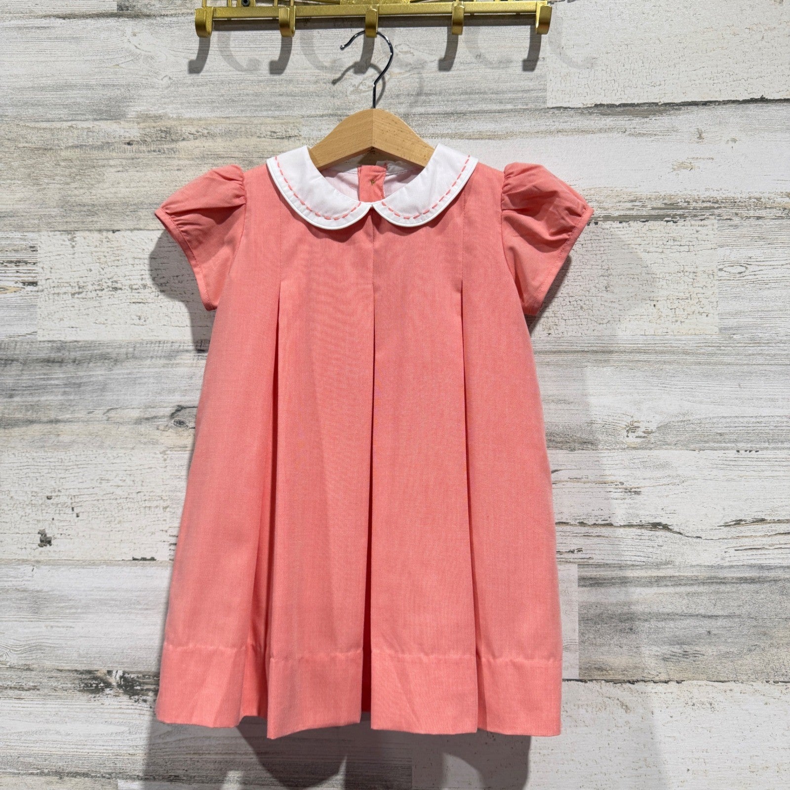 The Proper Peony Dress Girls 2T Pink Peter Pan Collar Pleated Southern EUC0
