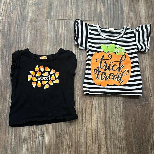 Girls Size 12m Halloween Shirt Lot (2 pieces) - Good Used Condition