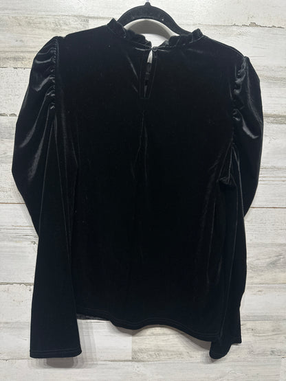 Women’s XL SHEIN Black Velvet Long Sleeve Shirt - Very Good Used Condition