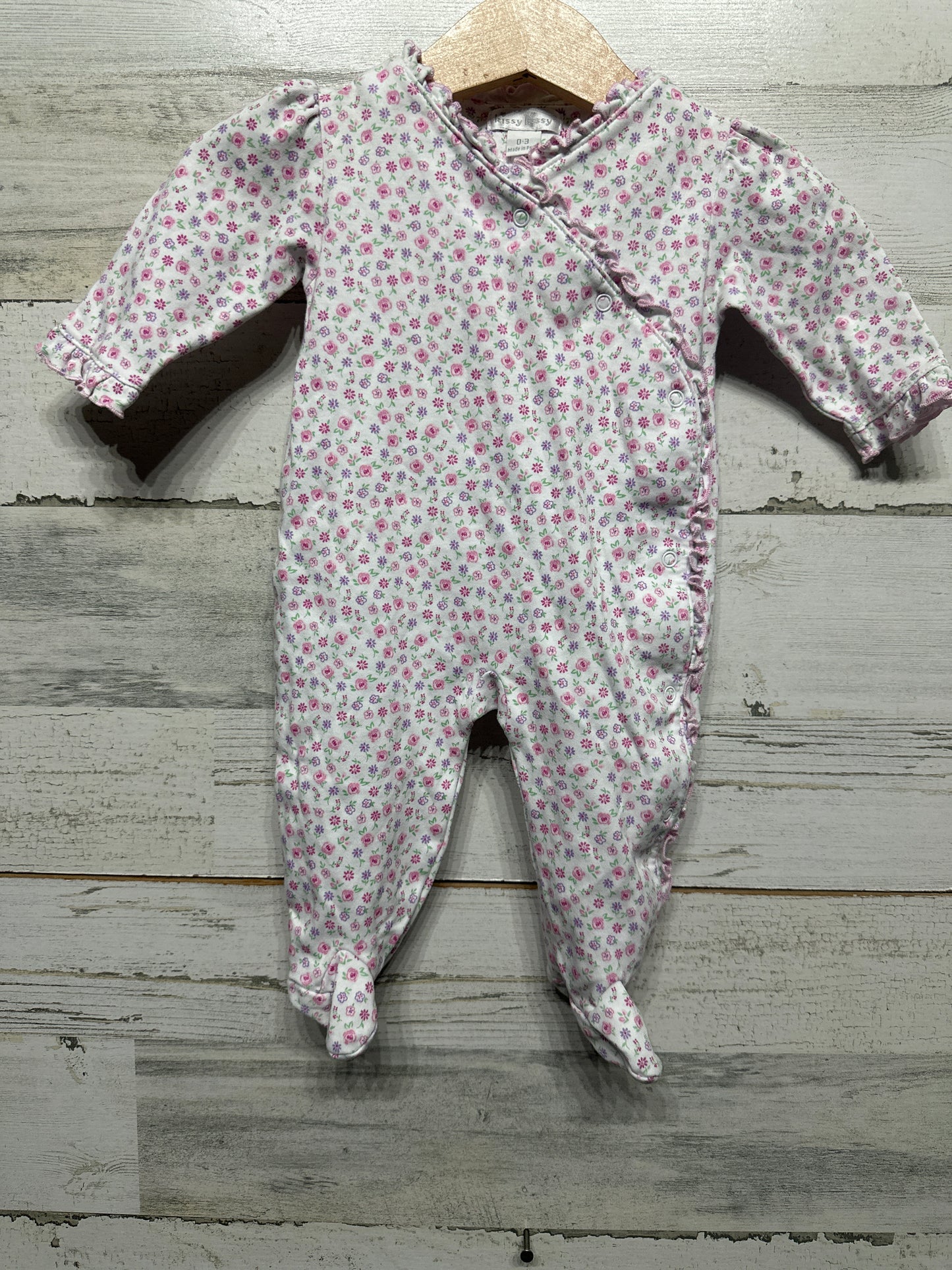 Kissy Kissy Pima Cotton Girls 0-3m Floral Footie - VGUC