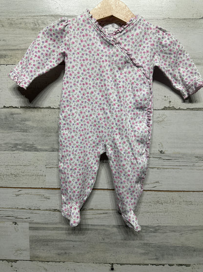 Kissy Kissy Pima Cotton Girls 0-3m Floral Footie - VGUC