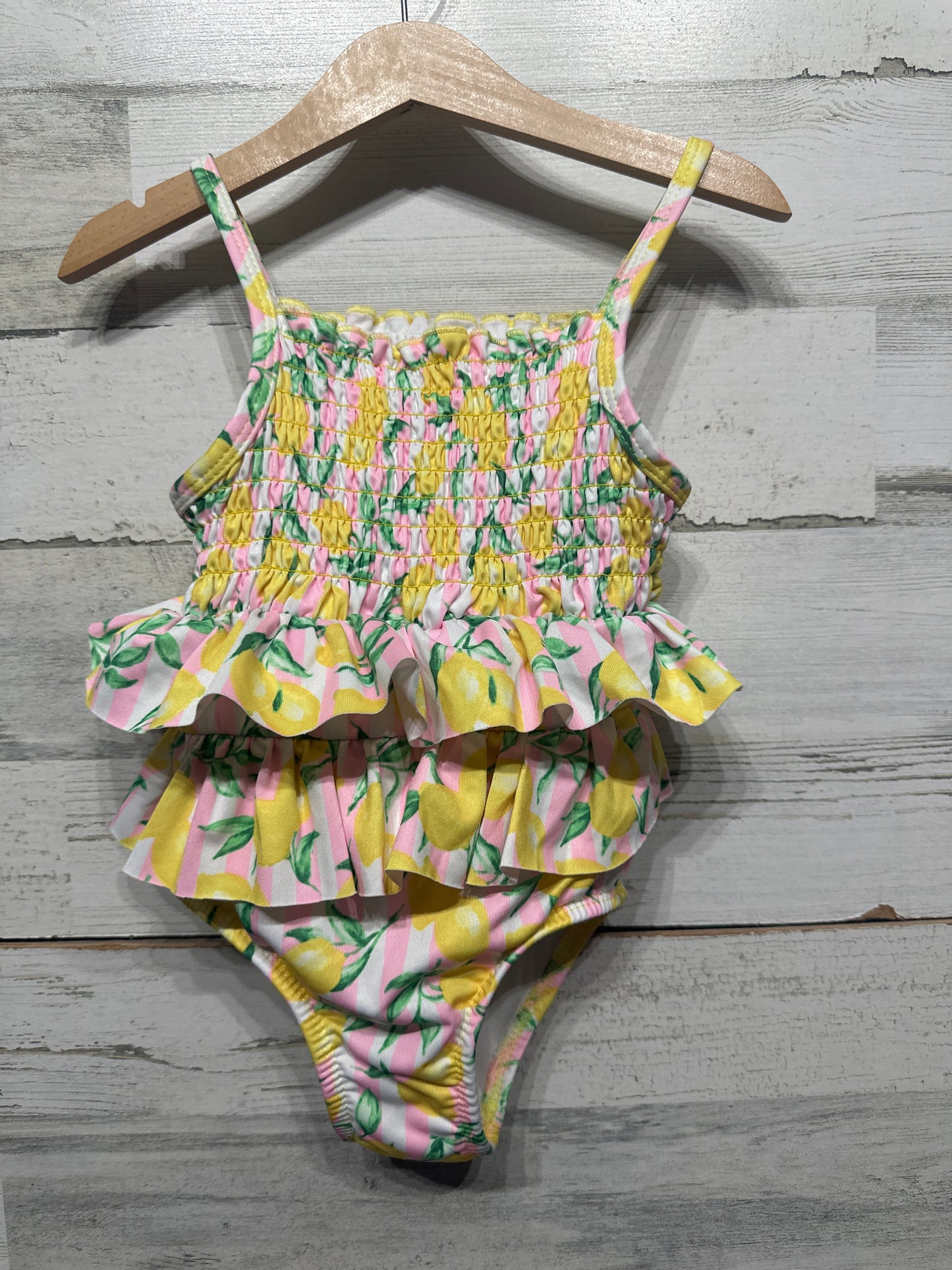 Girls Preowned Size 5 Penelope Mack Lemon Ruffle Swimsuit - Very Good Used Condition