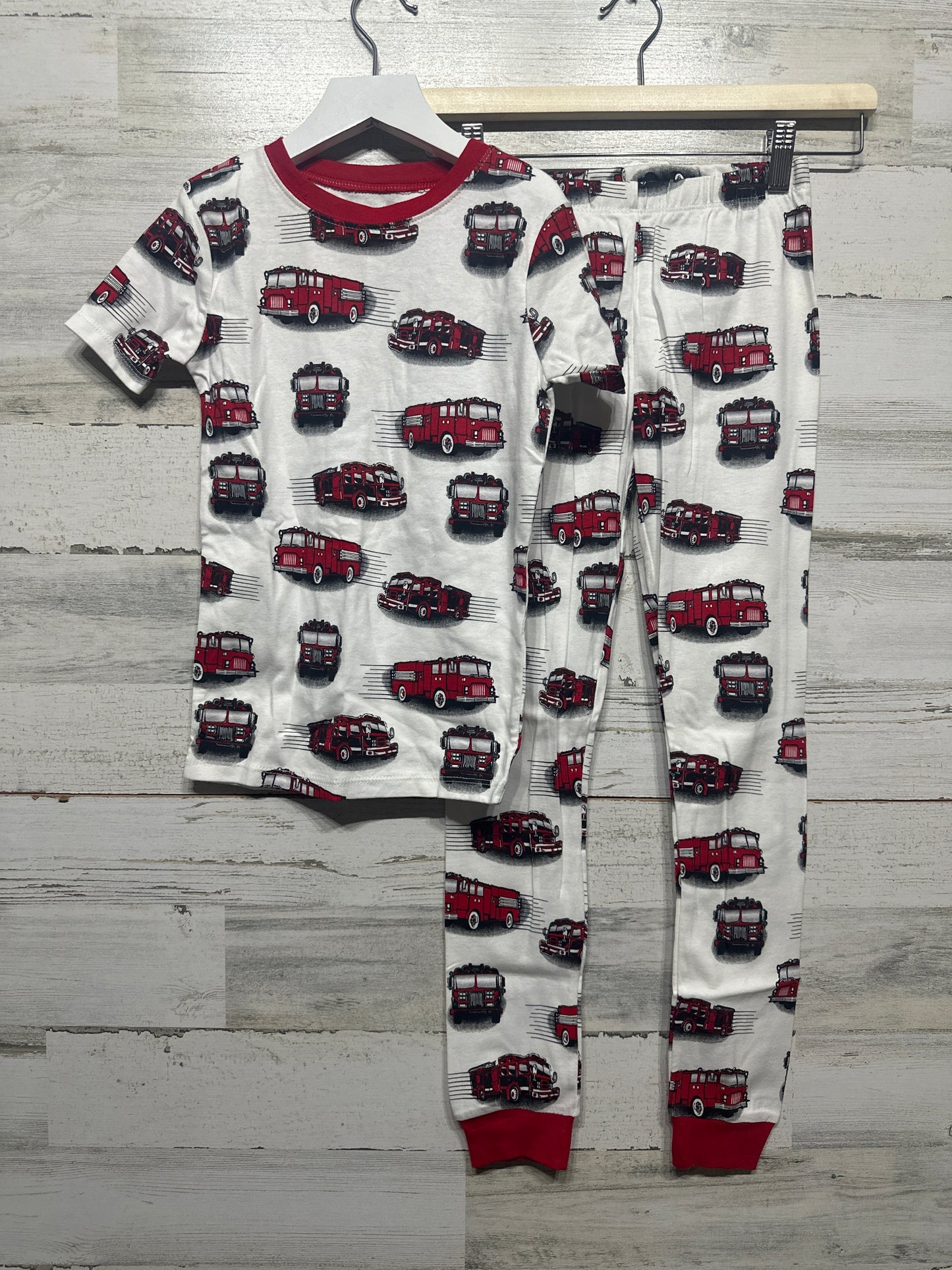 Boys Preowned Size 8 Mark Fire Truck Pajamas - Very Good Used Condition