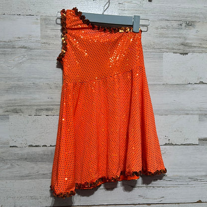 Girls Size Large Child (fits 8-10 best) - orange one sleeve dress - sequined costume - good used condition