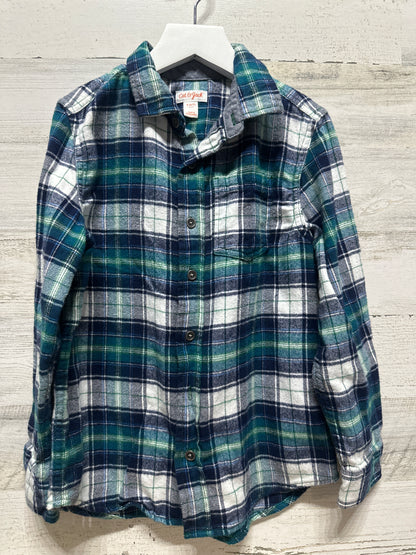 Boys Size Small (6-7) Cat and Jack Plaid Flannel Button Up Shirt - Good Used Condition