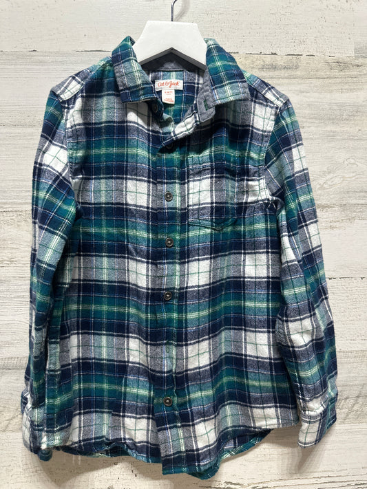 Boys Size Small (6-7) Cat and Jack Plaid Flannel Button Up Shirt - Good Used Condition