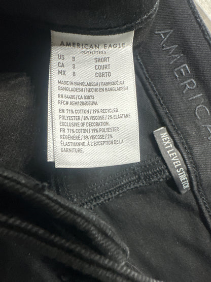 American Eagle Women’s 8 Short Distressed Black Jeggings VGUC