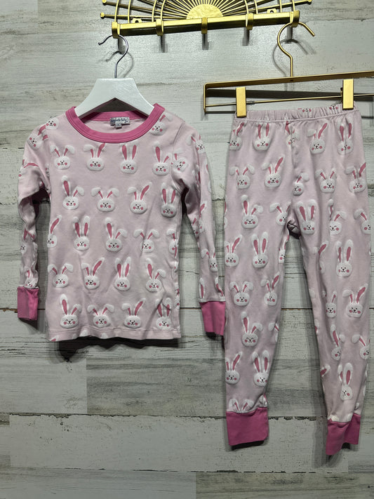 Girls Size 5 Magnolia Baby Pima Cotton Pink Bunny Pajama Set - Good Used Condition