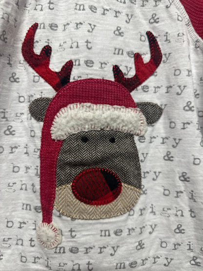 Size 4t/5t Mud Pie Holiday Reindeer Applique Shirt - Good Used Condition