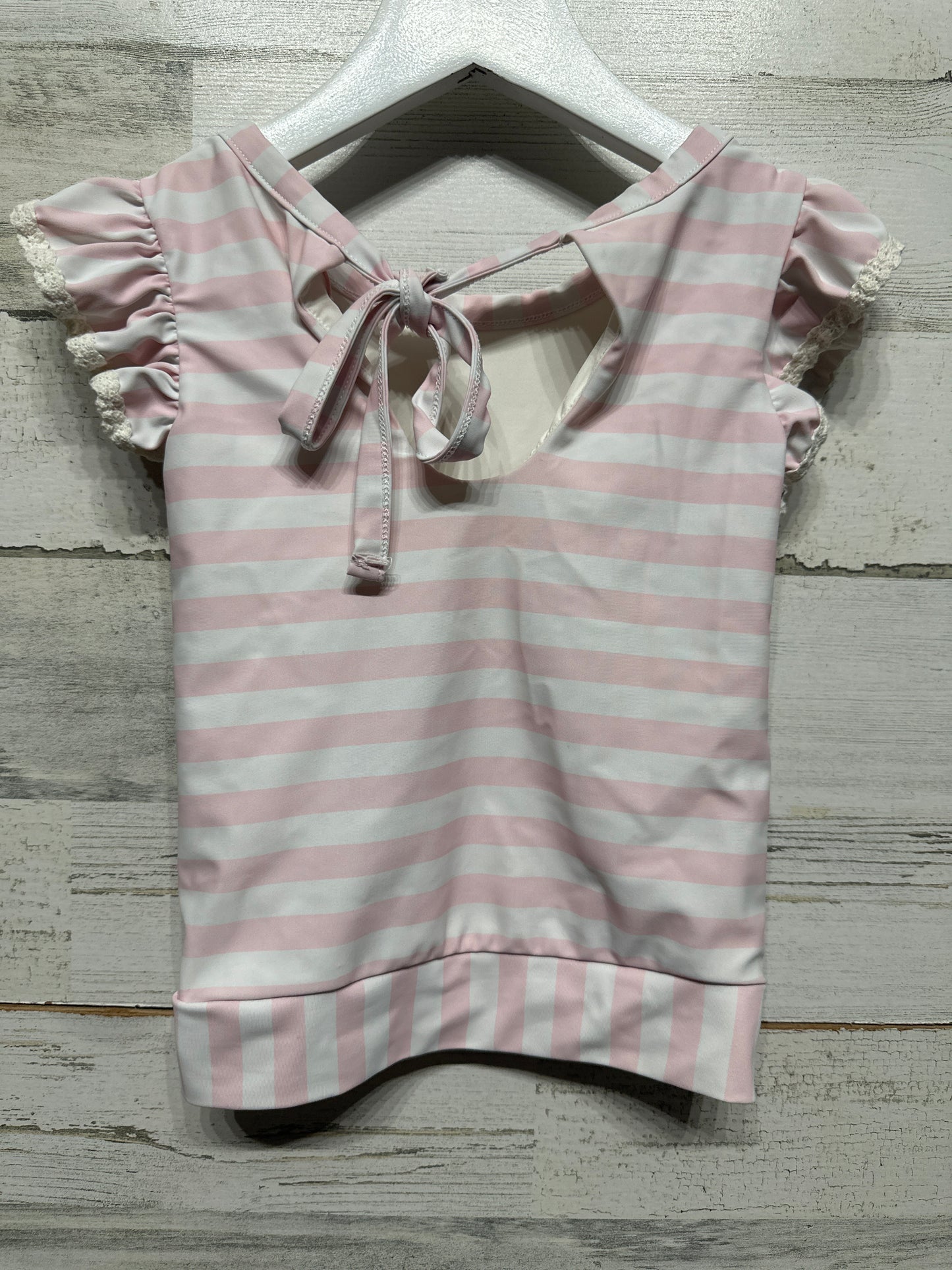 Girls Size 5 Sweet Honey Striped Rash Guard / Swim Top - Very Good Used Condition