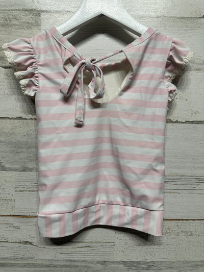 Girls Size 5 Sweet Honey Striped Rash Guard / Swim Top - Very Good Used Condition
