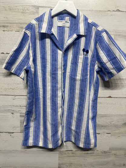 Boys Size 10/12 Large Old Navy X Disney Mickey Linen Blend Button Up Shirt - Very Good Used Condition
