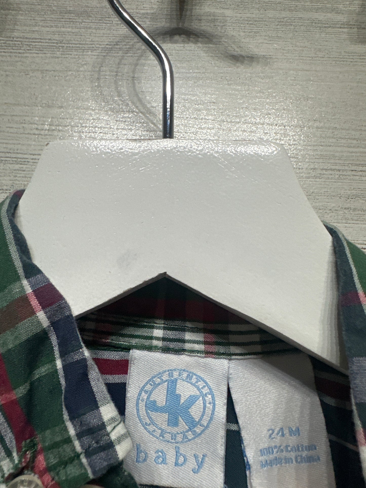 Plaid Button Up Shirt -JK Baby- Boys Size 24m - Very Good Used Condition