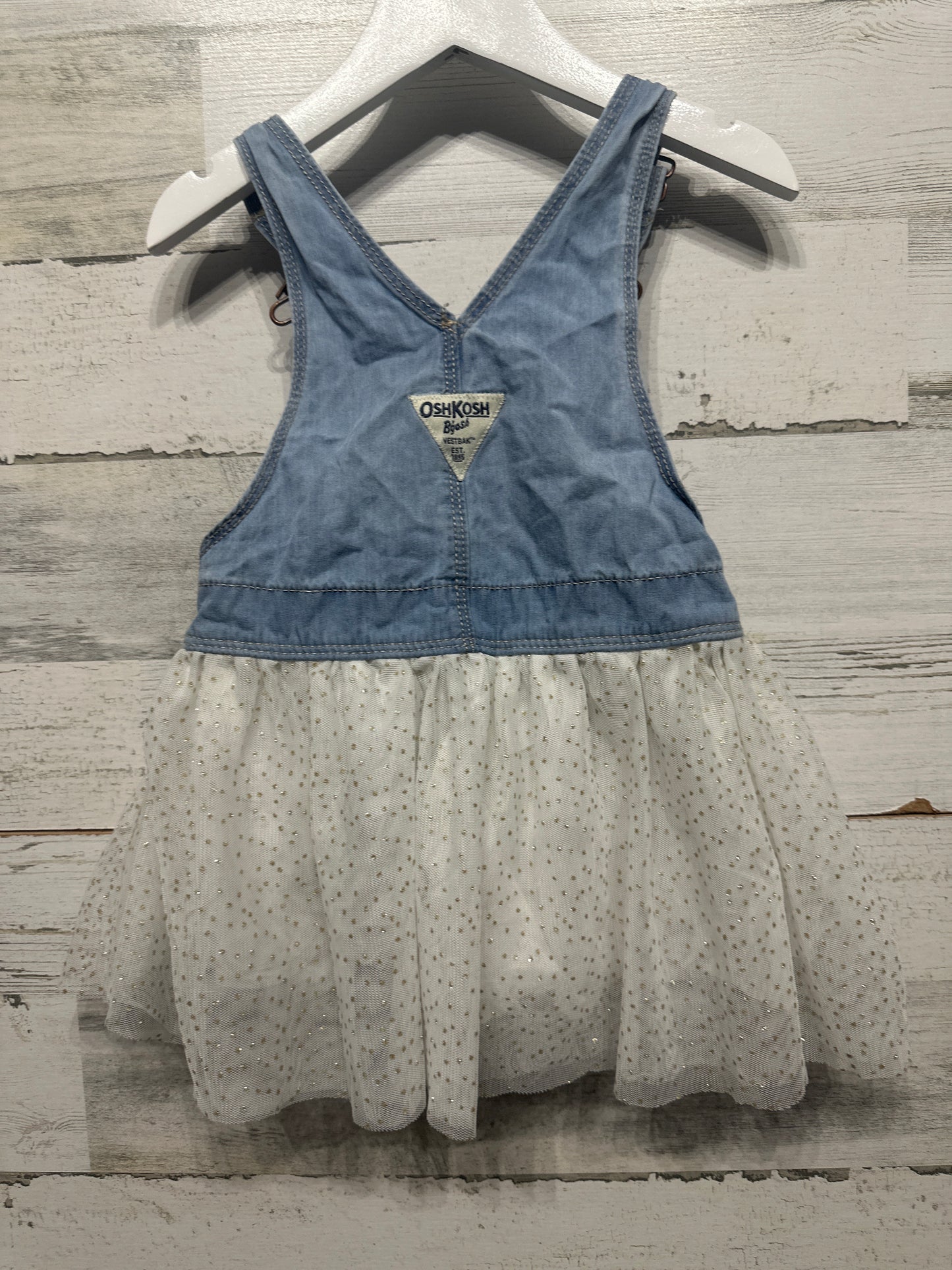 Girls Size 2t Osh Kosh Overall Dress With Tulle Skirt - Very Good Used Condition