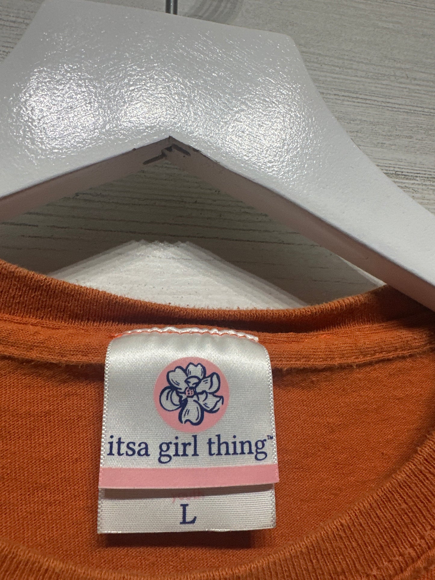 Girls Size Youth Large On Saturdays We Wear Burnt Orange and White Shirt - Very Good Used Condition