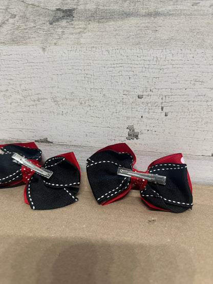 4” Layered Heart Bows on Alligator Clips (Set of 2) - Good Used Condition