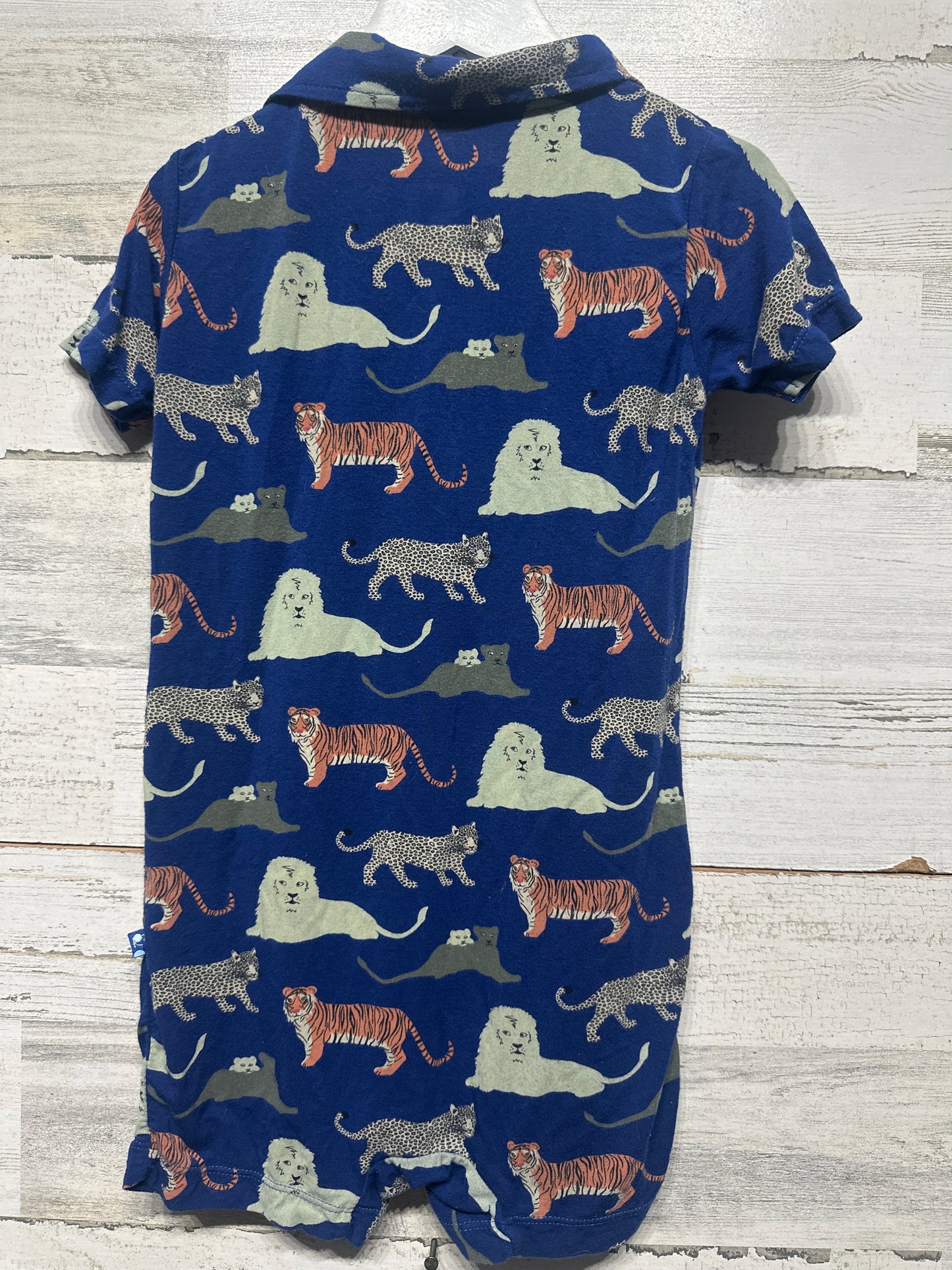 Boys Size 2t Kickee Pants Big Cats Collared Romper  - Very Good Used Condition