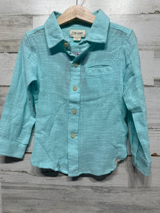 Boys Size 3-4 years Me + Henry Aqua Button up Shirt - New With Tags